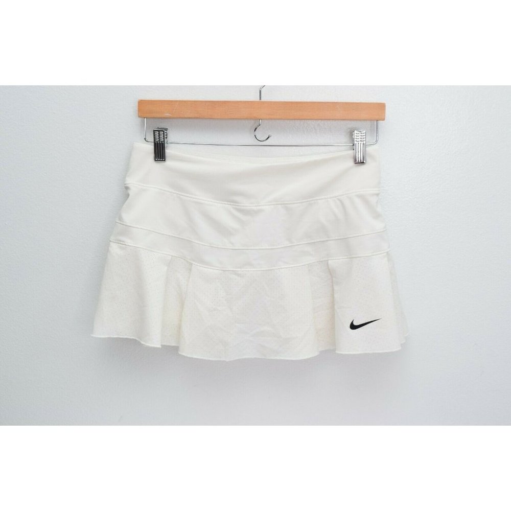 Nike Court Victory Pleated Skort Skirt White Tennis White Logo Size Small FLAWS